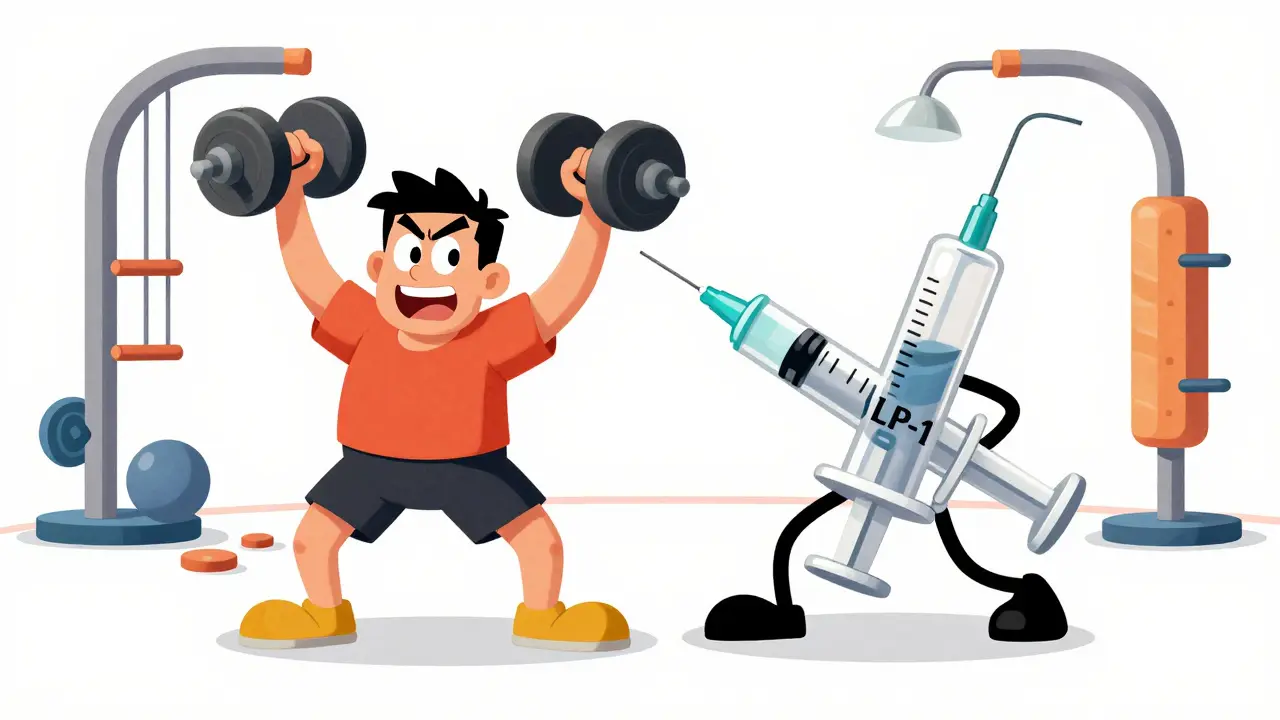 Cartoon character exercising with a supportive medical tool in vintage style